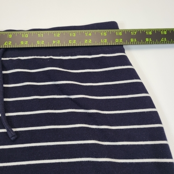 Talbots Cotton Modal Stripe Mini Skirt Black White Drawstring Waist, Size Medium - Picture 12 of 14